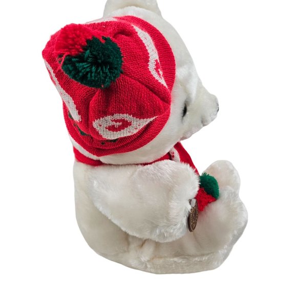 Vintage Cuddle Wit Teddy Bear Stuffed Animal Plush Christmas Holiday Scarf Hat - Picture 3 of 10